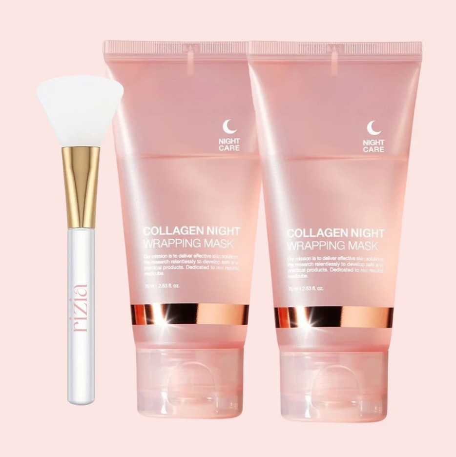 Masque Visage de nuit au Collagène l Anti-imperfection unisexe + 1 pinceau applicateur OFFERT
