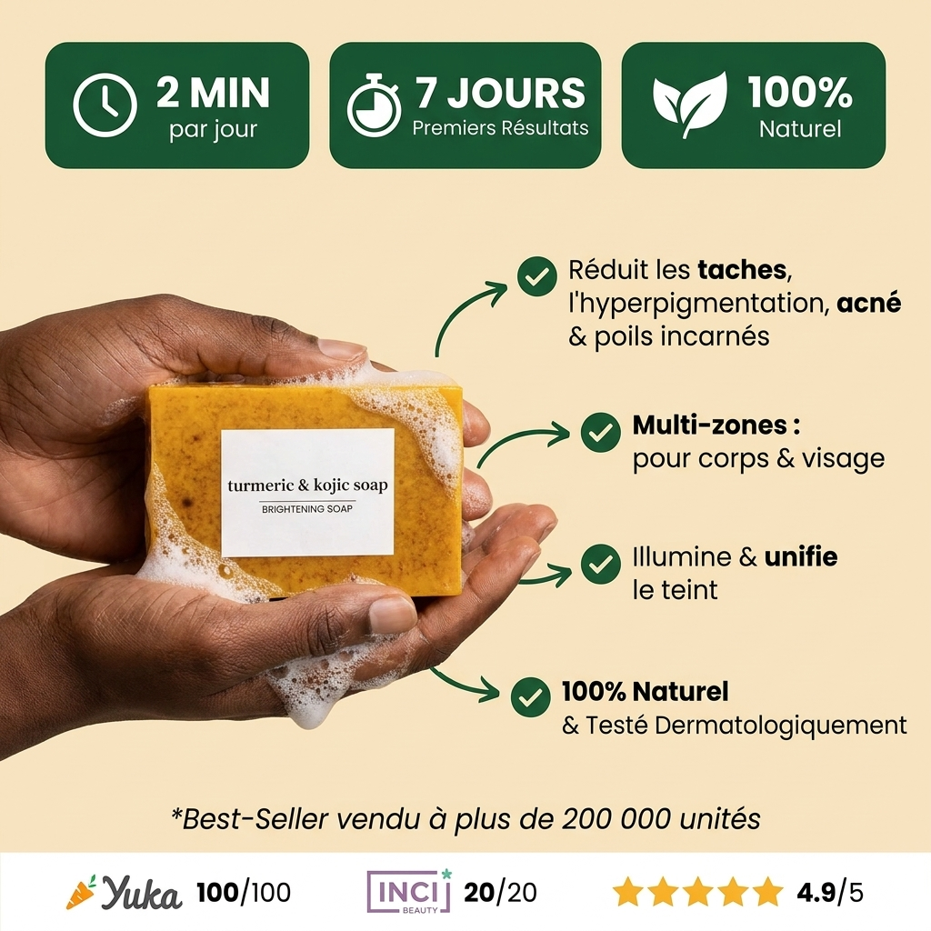 NOVIRACI® Savon Anti-Taches & Hyperpigmentation au Curcuma & Kojique
